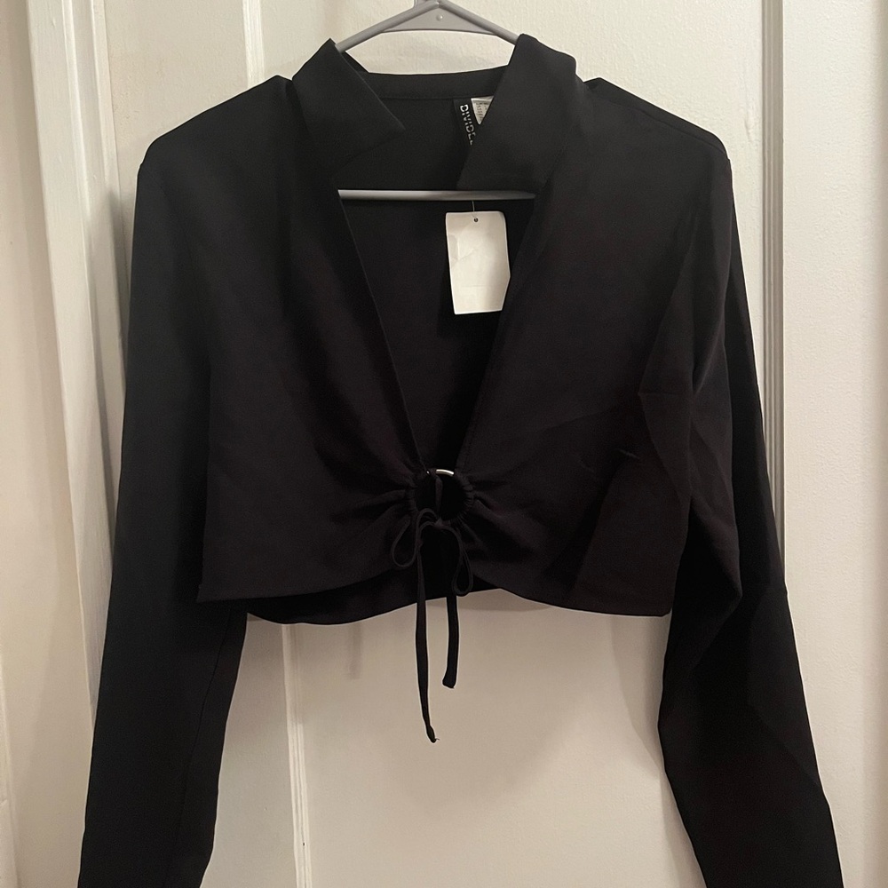 Black H & M Divided Collared Long-sleeve Top